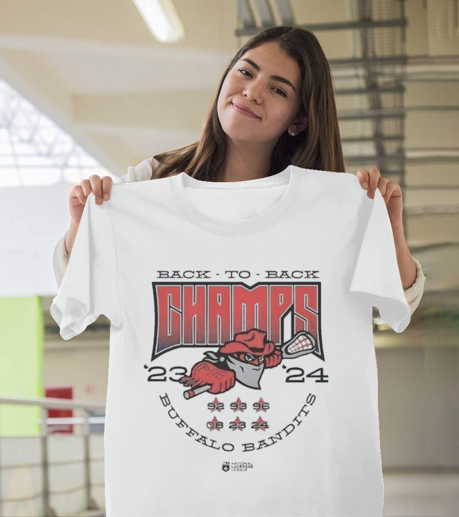 Buffalo Bandits Back-To-Back Champs '23 '24 NLL Cup Victories T-Shirt