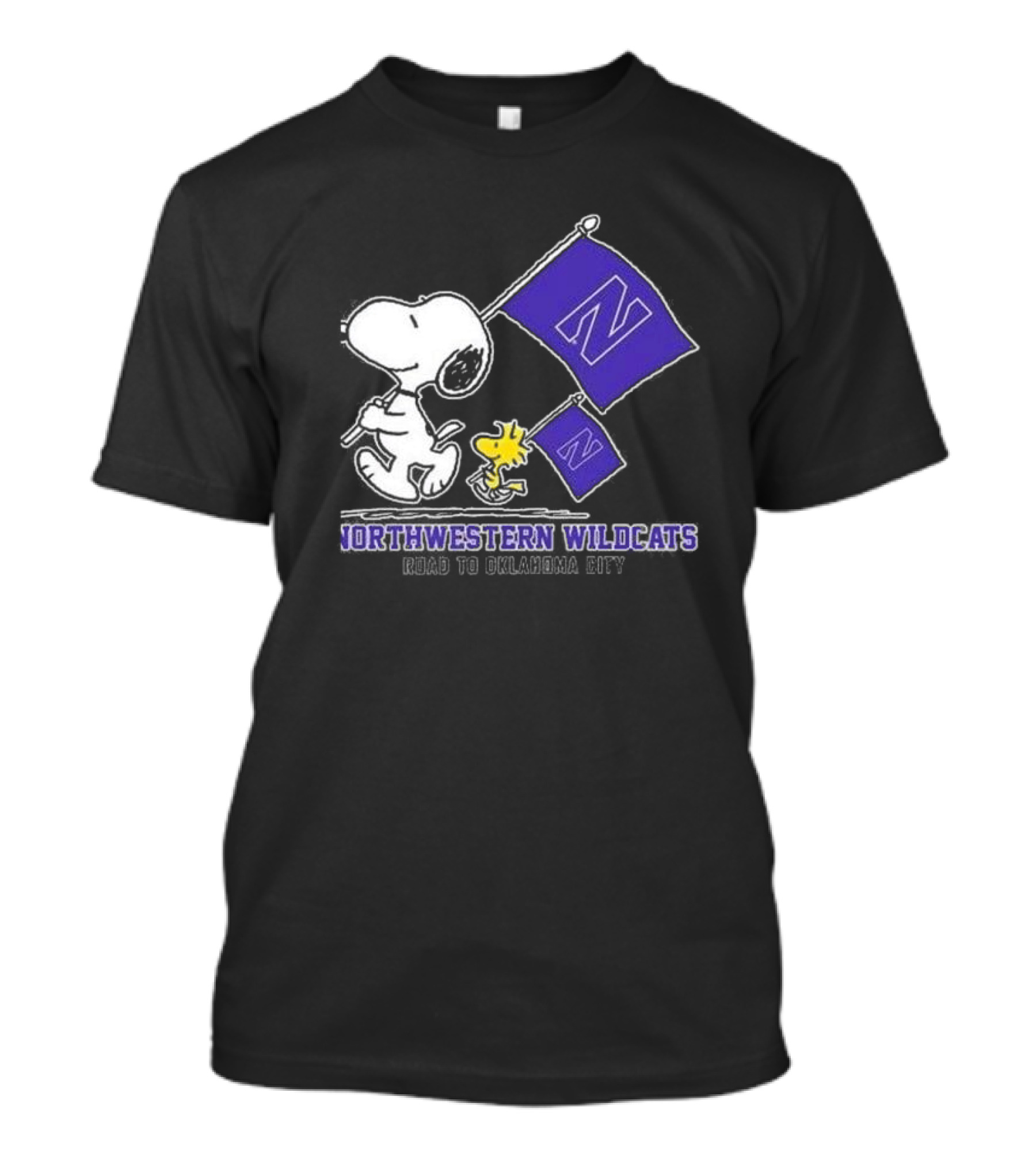 Snoopy And Woodstock Northwestern Wildcats Road To Oklahoma City T-Shirt