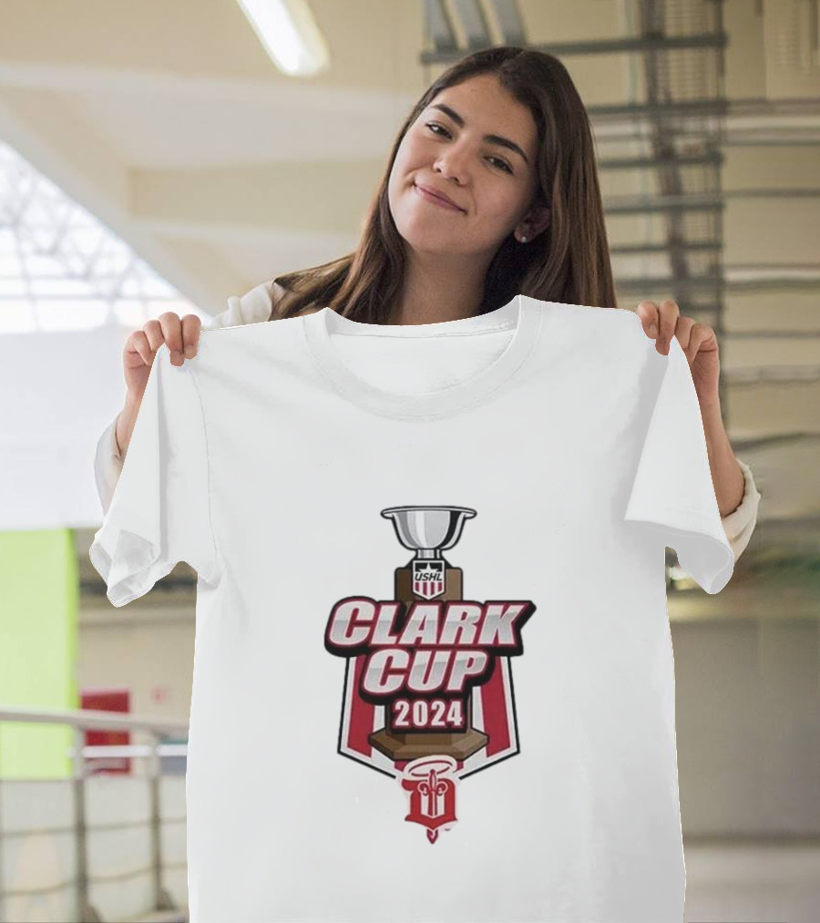 USHL 2024 Clark Cup Dubuque Fighting Saints Trophy T-Shirt