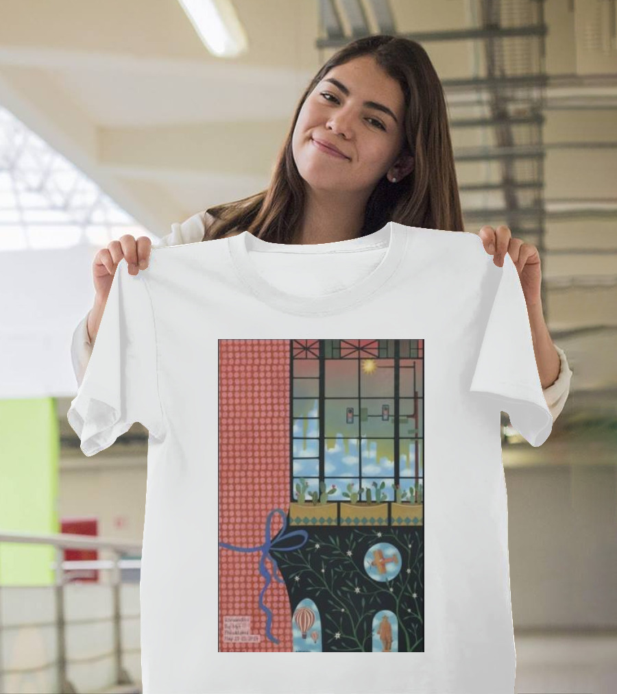 Khruangbin Philadelphia PA May 21st-23rd 2024 Hot Air Balloon Cactus Skyline Windows Bow T-Shirt