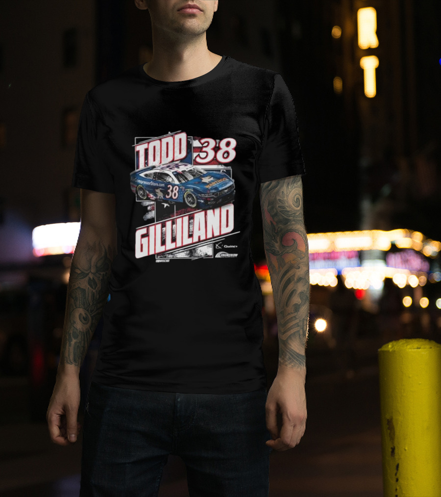 Todd Gilliland 38 Quincy Compressors Checkered Flag Sports Patriotic NASCAR Car T-Shirt