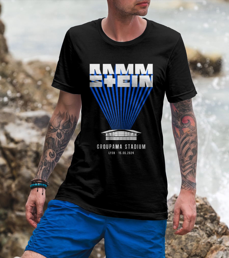 Rammstein Concert Groupama Stadium Lyon 15.06.2024 Stadium Imagery Blue Light T-Shirt