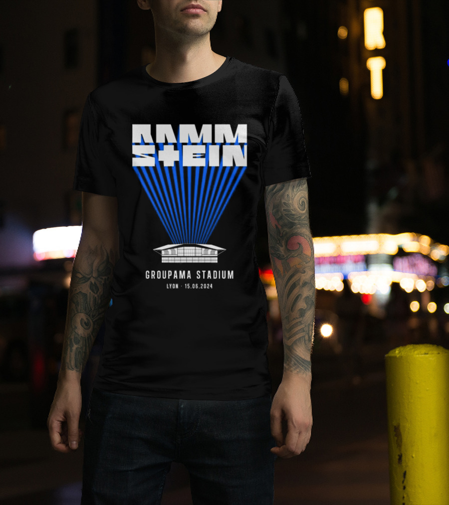 Rammstein Concert Groupama Stadium Lyon 15.06.2024 Stadium Imagery Blue Light T-Shirt