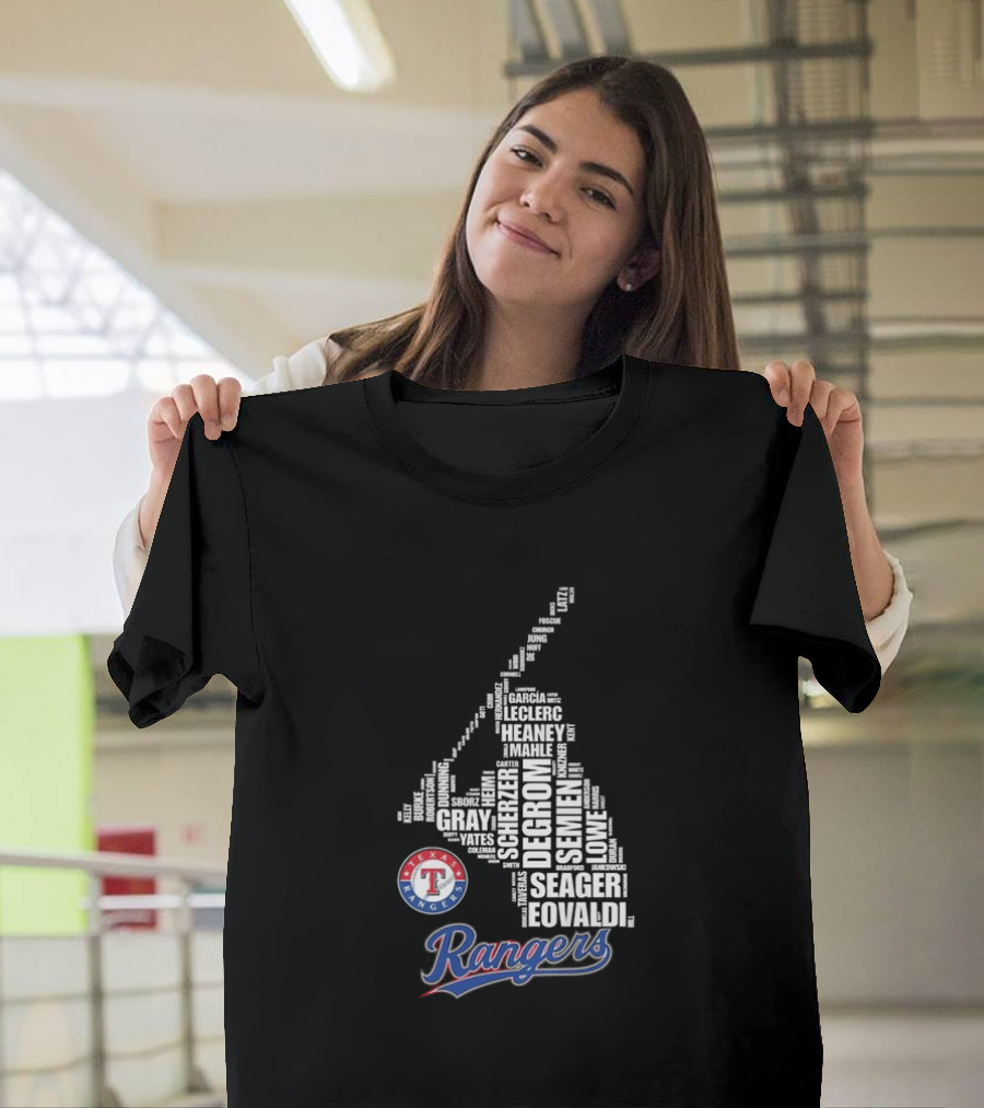Texas Rangers Scherzer DeGrom Seager 2024 Baseball Fan Team Names T-Shirt