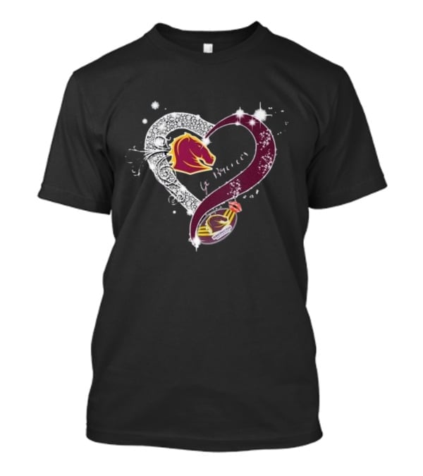 Brisbane Broncos Heart-Shaped Diamond Logo Go Broncos T-Shirt