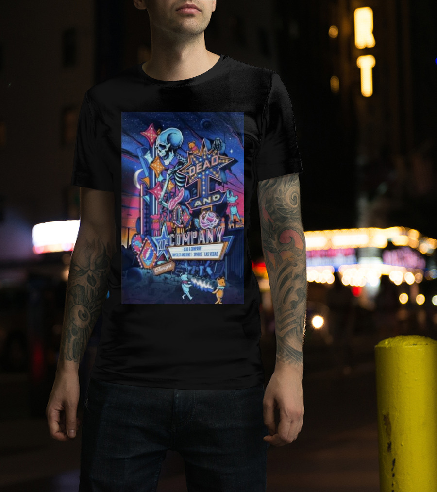 Dead And Company 2024 Las Vegas May 30-June 1 Sphere Cosmic Skeleton Neon Desert T-Shirt