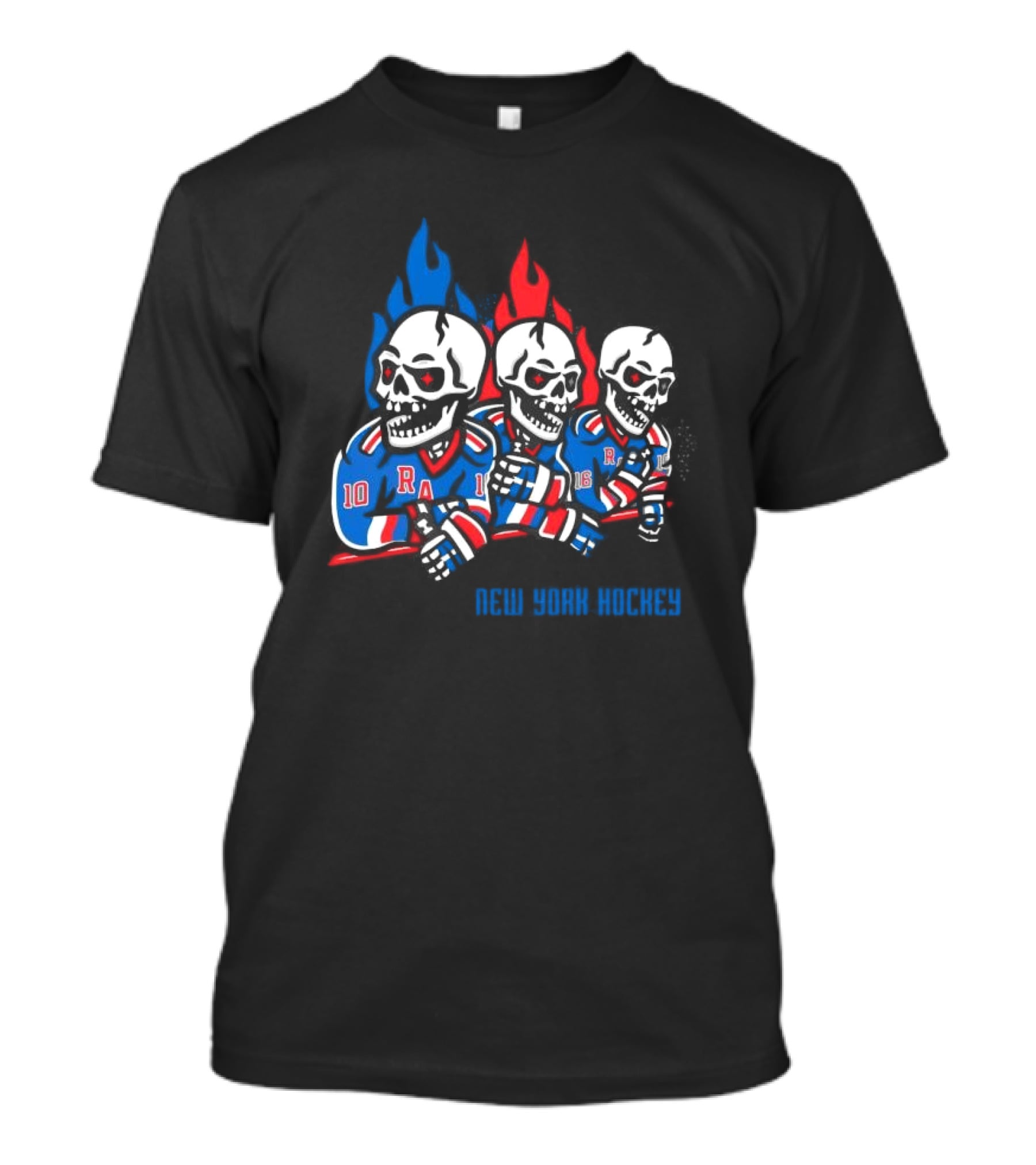 New York Hockey Skeletons With Flames Rangers T-Shirt