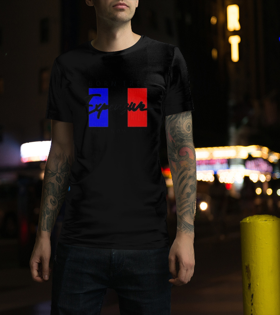 Born Free But Now I'm Expensive Red And Blue Blocks T-Shirt