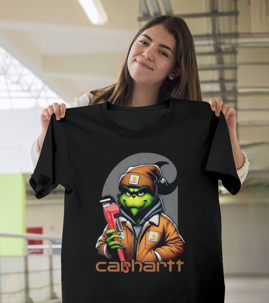 Grinch Carhartt Mechanic Holding Wrench T-Shirt