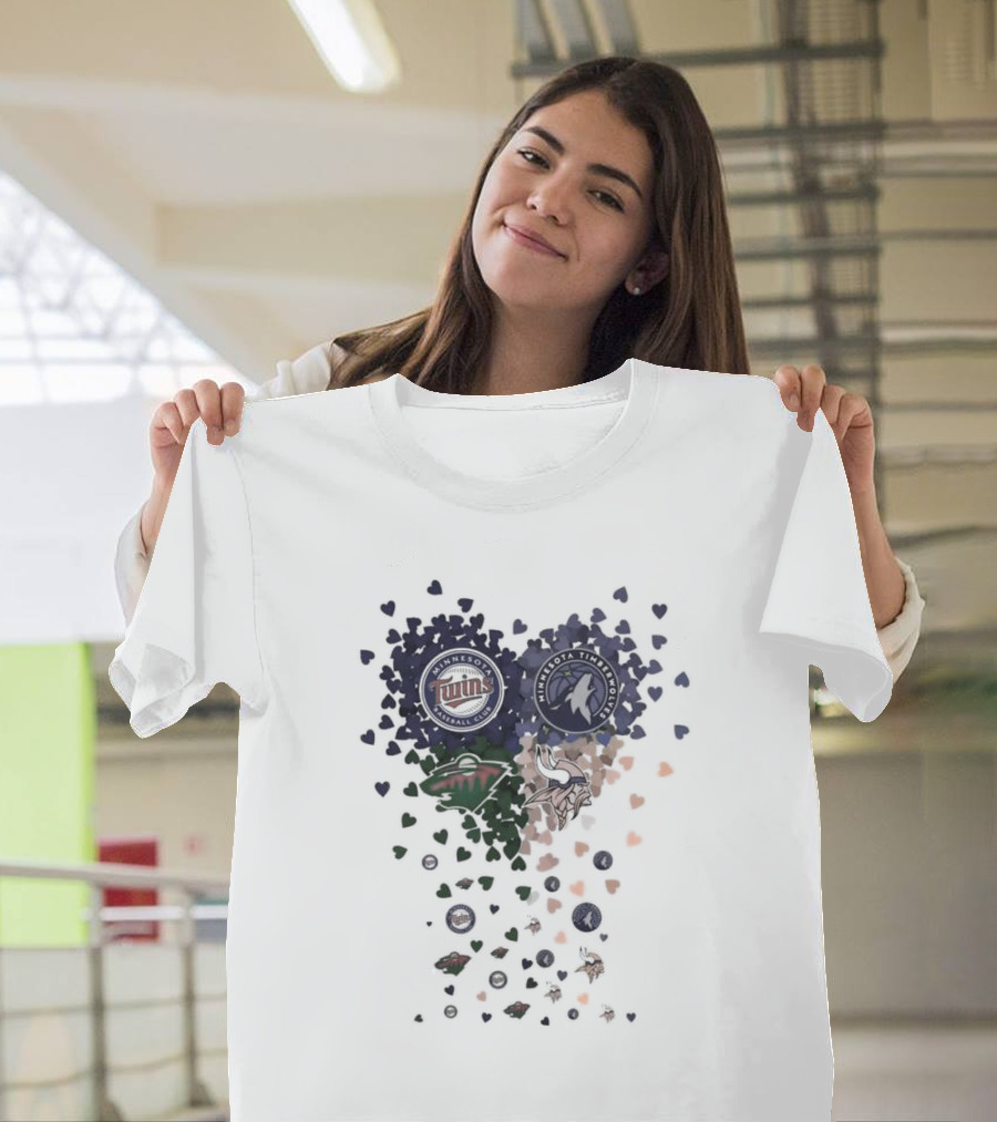 Minnesota Twins Timberwolves Vikings Wild Hearts Sports Team T-Shirt