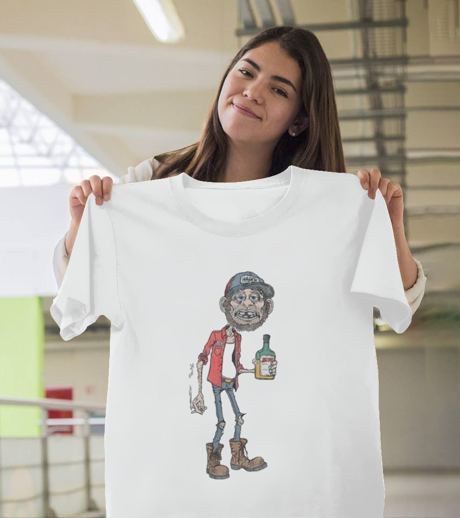 Hardy Jim Bob 2024 Cartoon Character with Bottle and Cigarette T-Shirt