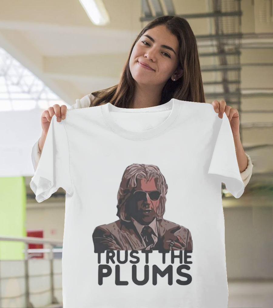 Trust The Plums Mysterious Figure With Sunglasses And Suit T-Shirt