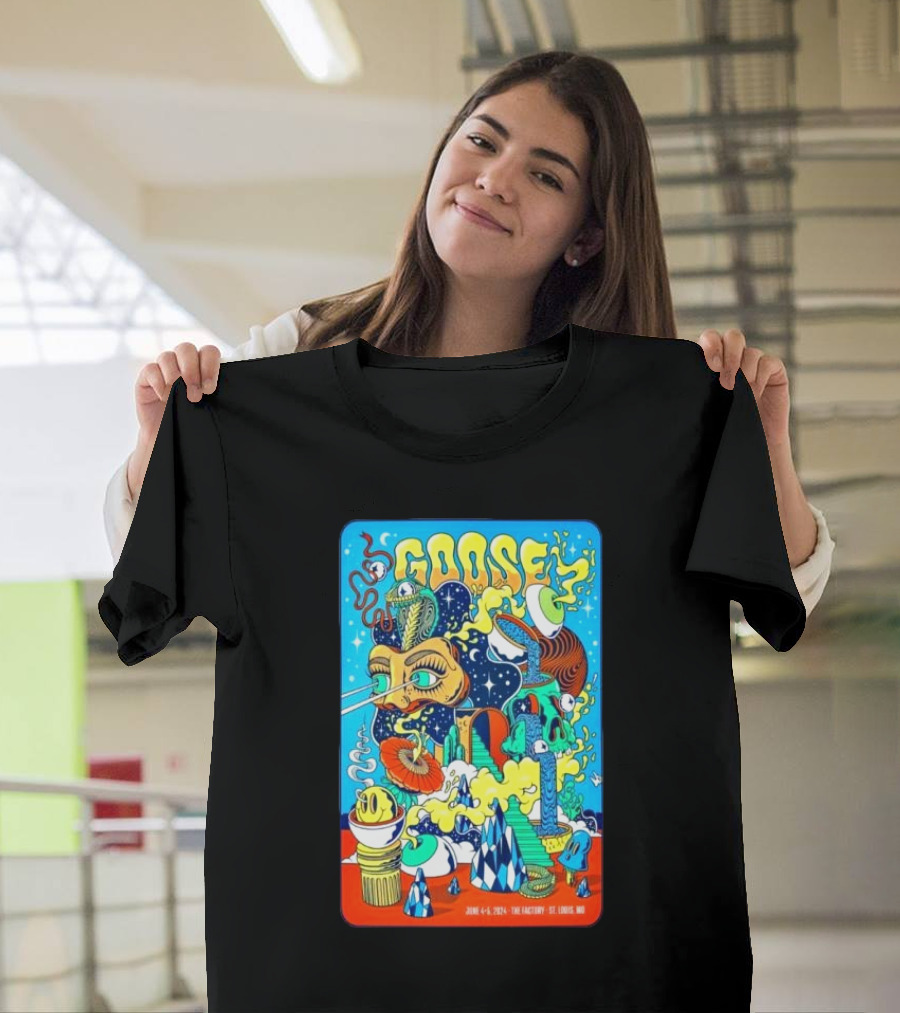 Goose Show at The Factory St. Louis MO June 4-5 2024 Colorful Psychedelic Artwork with Surreal Cosmic T-Shirt