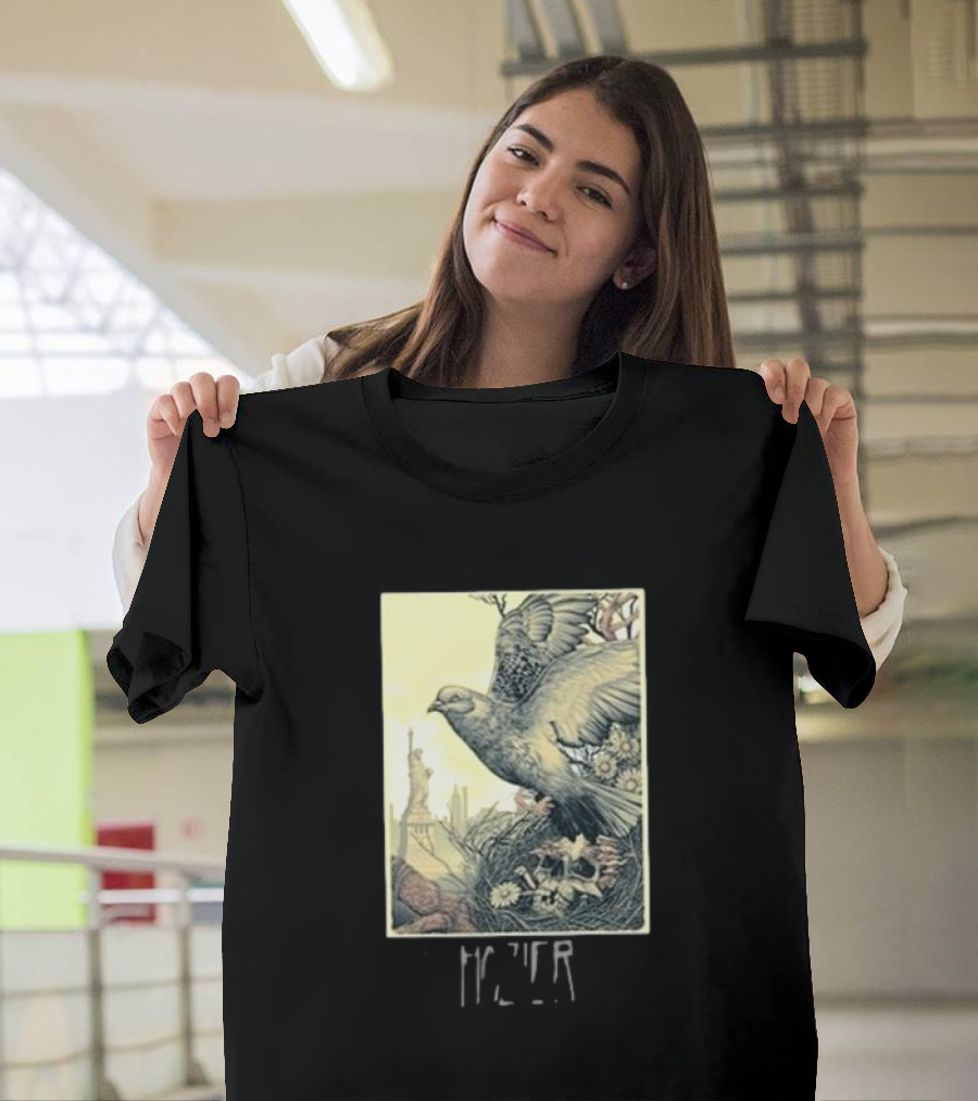 Hozier Forest Hills Stadium Queens NY June 4 2024 Concert Art with Statue of Liberty and Dove T-Shirt