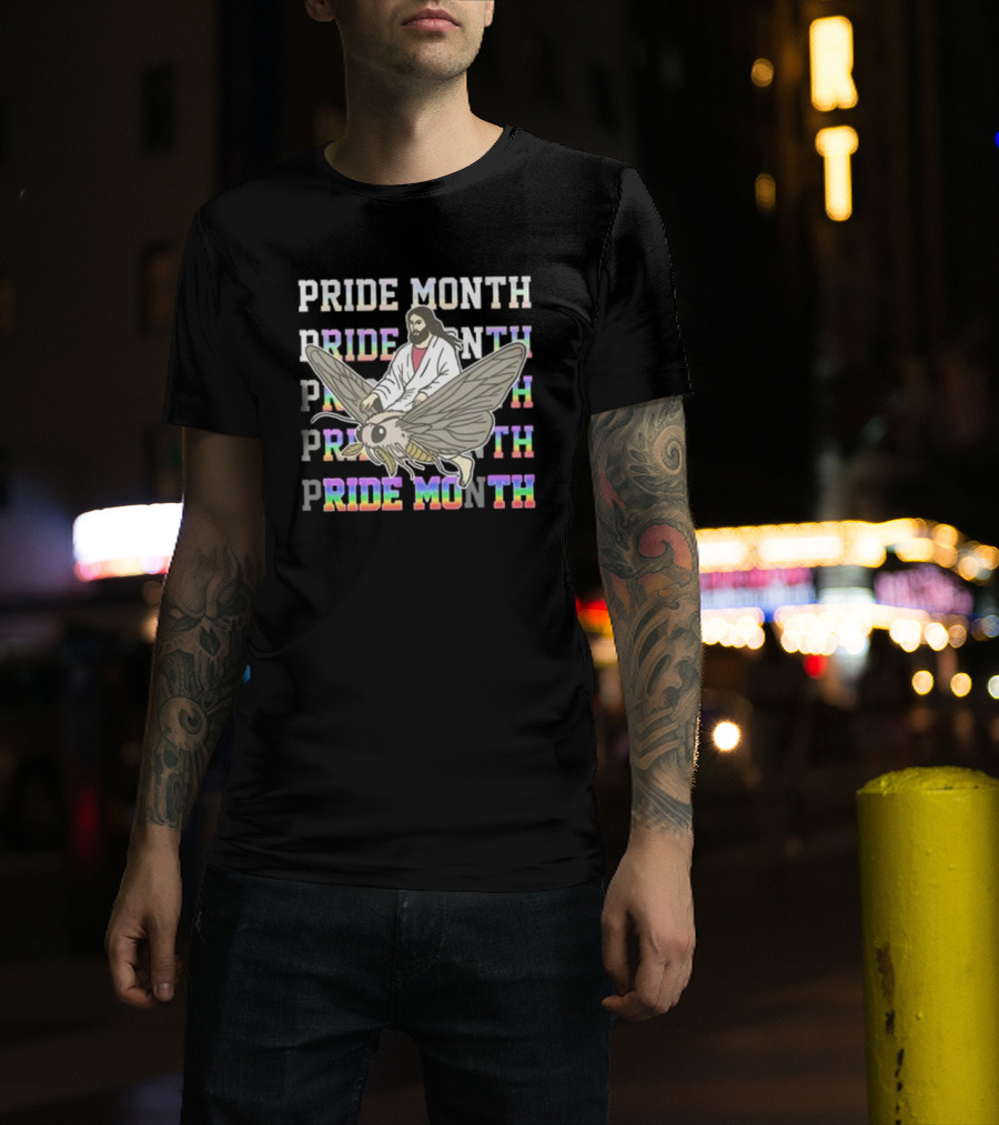 Pride Month Jesus Riding Moth T-Shirt