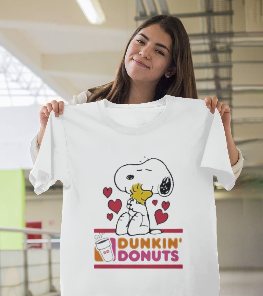 Snoopy And Woodstock With Hearts Dunkin' Donuts T-Shirt