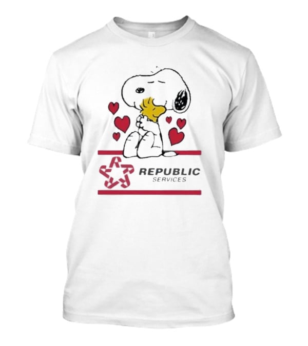 Snoopy Woodstock Republic Services Hearts T-Shirt