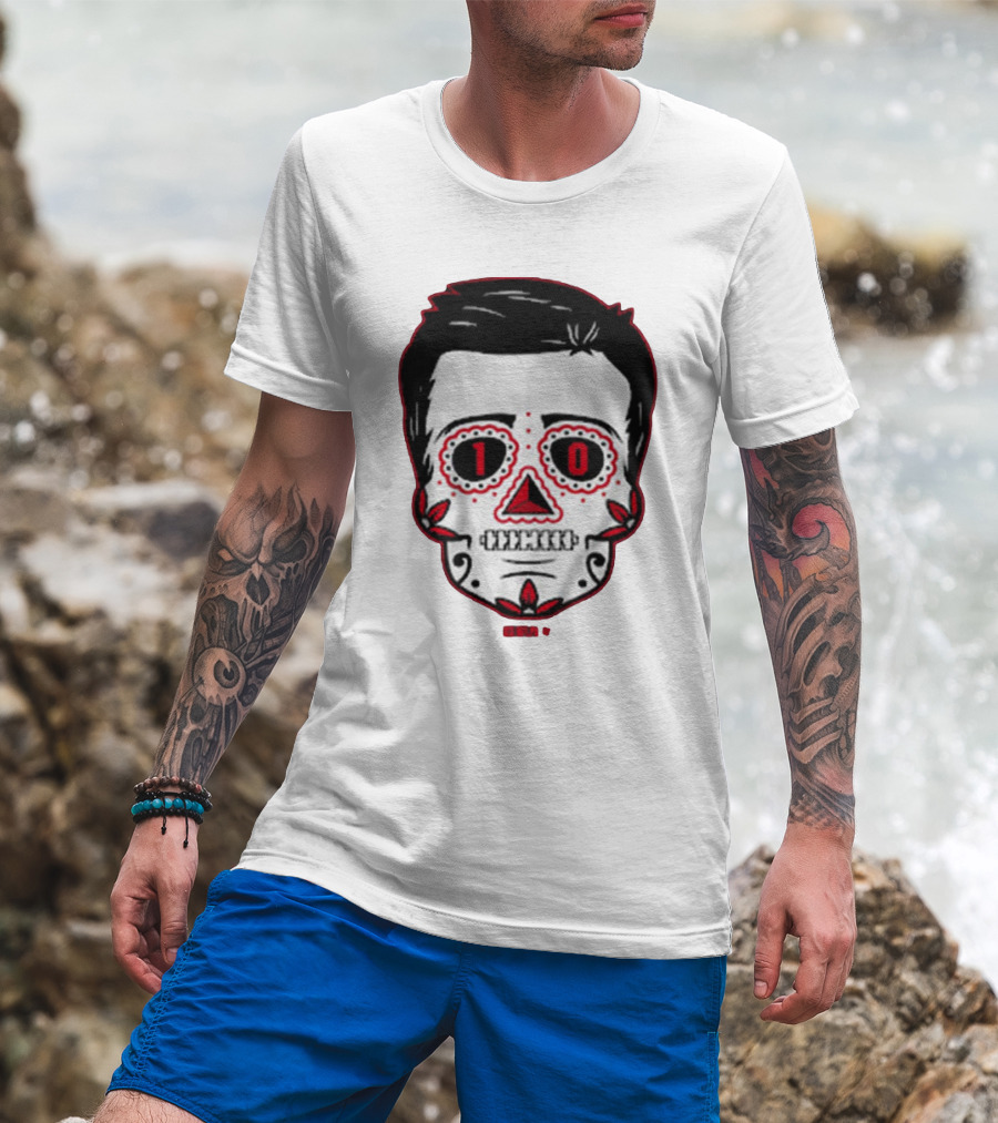 Drake Maye Sugar Skull Football Themed T-Shirt