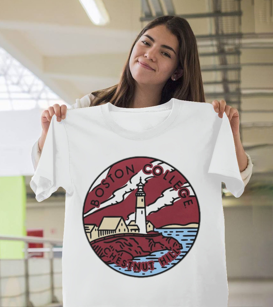 Maroon Boston College Eagles Scenic Comfort Colors Chestnut Hill Lighthouse Badge T-Shirt