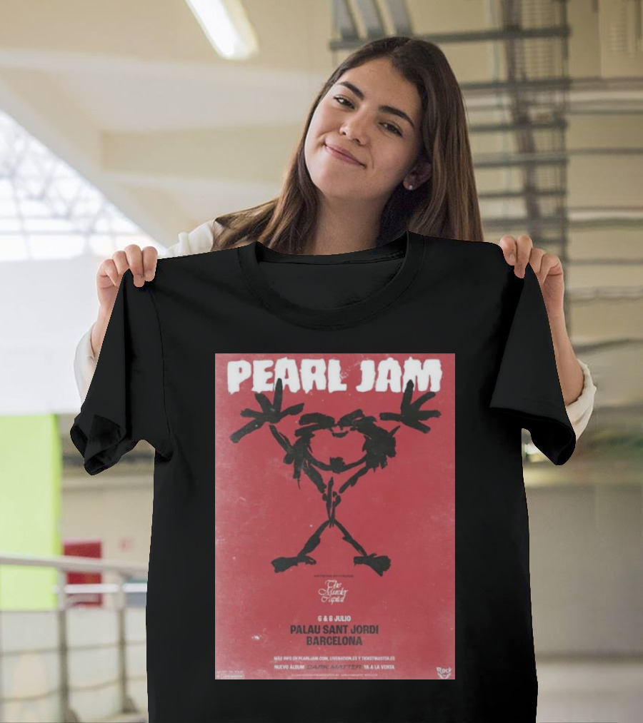 Pearl Jam Barcelona Concert 2024 on 6th and 8th July at Palau Sant Jordi Featuring Nuevo Album Dark Matter T-Shirt