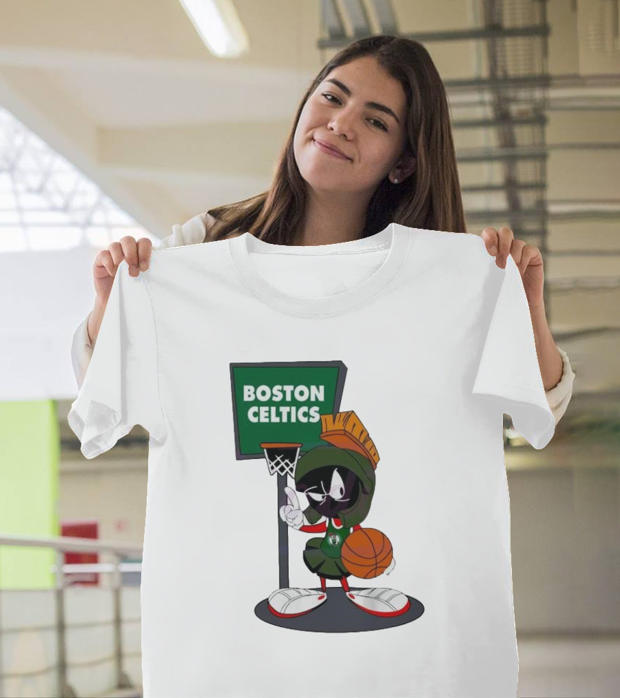 Boston Celtics Looney Tunes Marvin The Martian Basketball Hoop T-Shirt