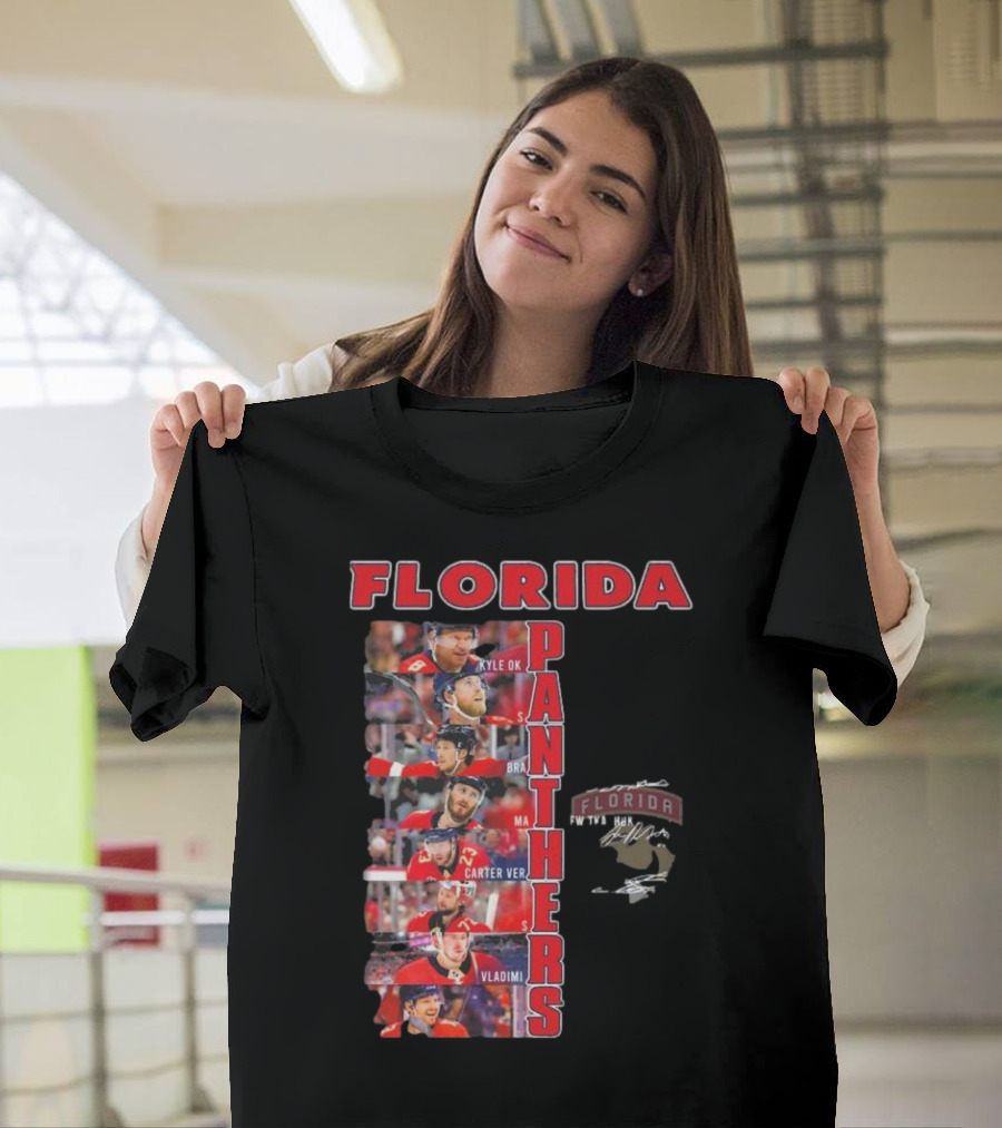 Florida Panthers Signatures 2024 Florida Panthers Hockey Team Players T-Shirt