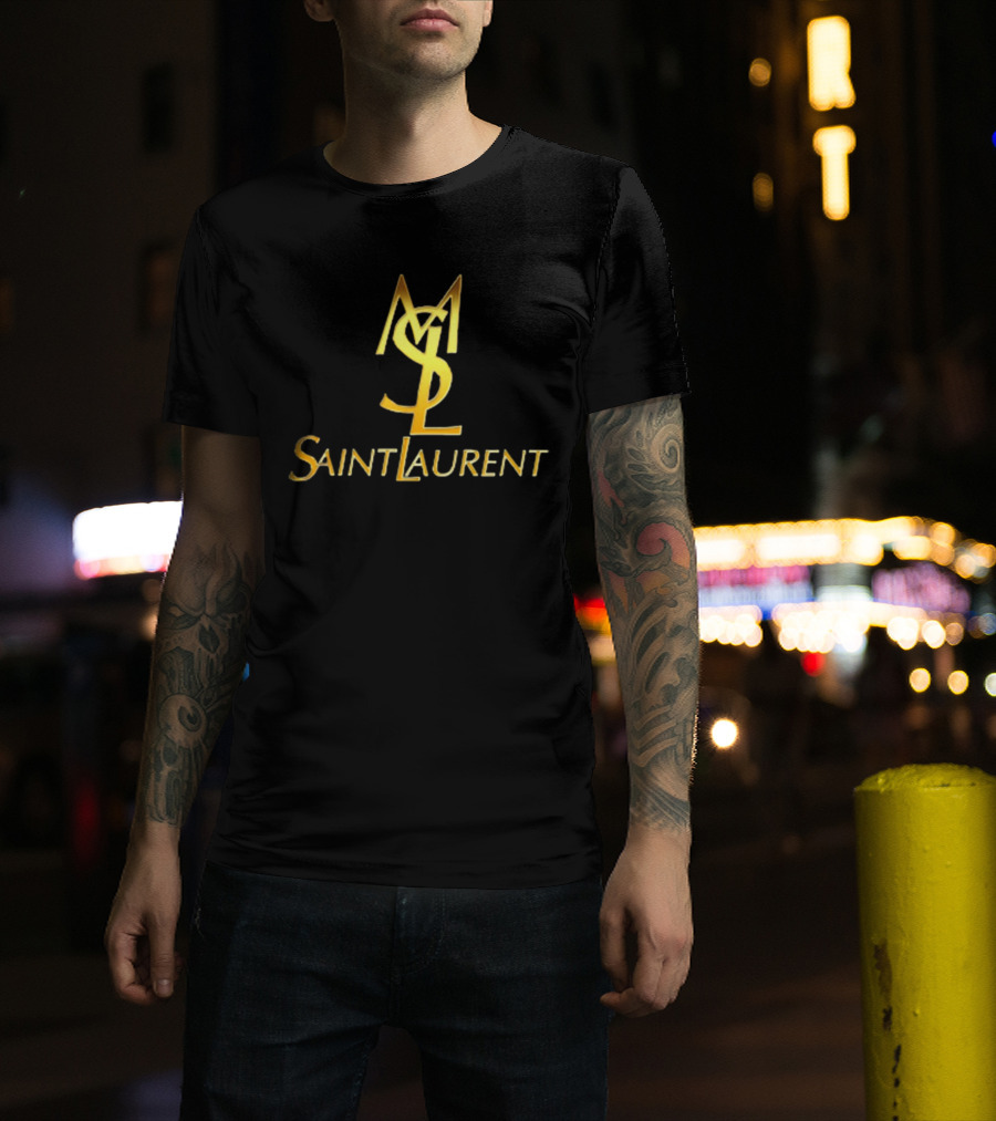 MSL Saint Laurent Gold Branding T-Shirt