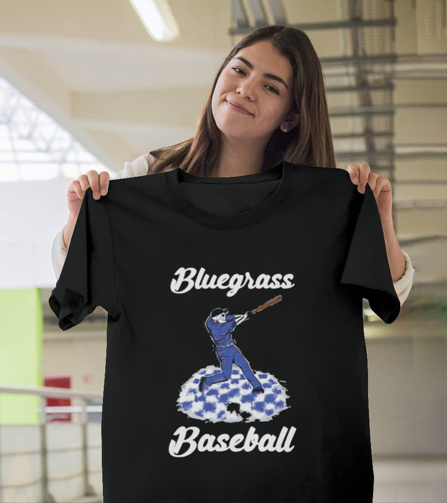 Bluegrass Baseball Batter With Blue And White Checkerboard Field T-Shirt
