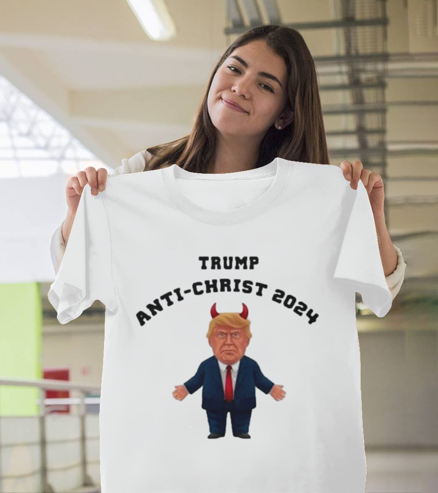 Trump Anti-Christ 2024 Red Horns Image T-Shirt