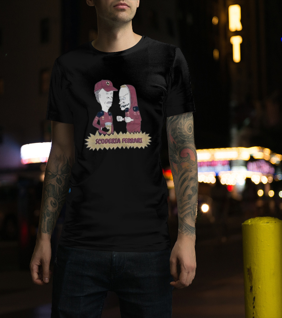 Scuderia Ferrari Beavis And Butthead Enzo Ferrari Racing Team Characters Collaboration T-Shirt