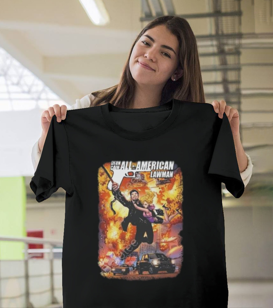 Dean Cain All-American Lawman Explosive Action with Gabe Eltaeb Big Man Comics Influence T-Shirt