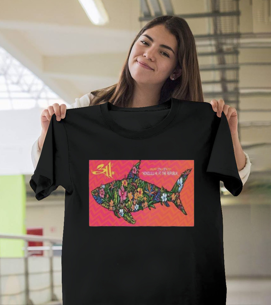 311 January 17-18 Honolulu HI The Republik Floral Shark T-Shirt
