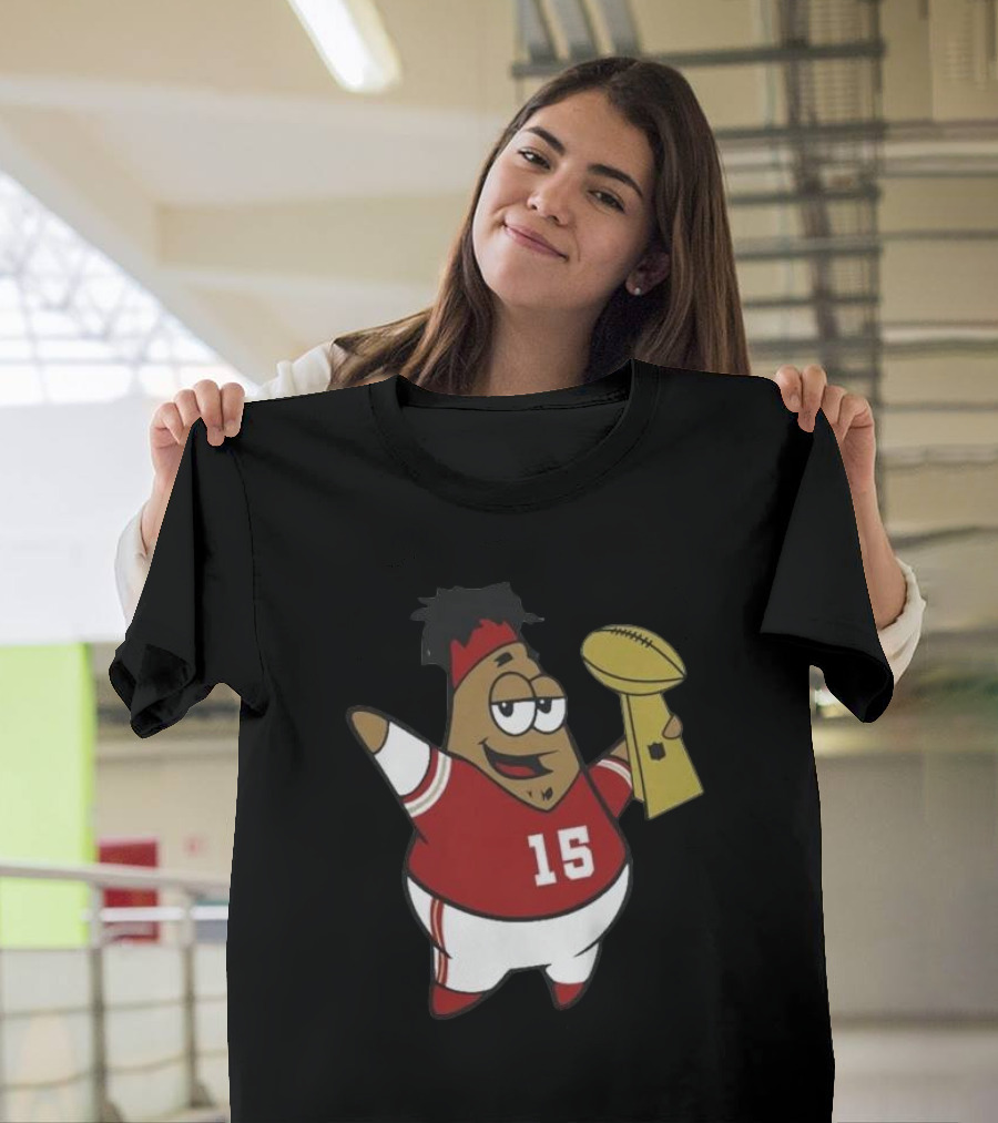 Patrick Mahomes Champions Kansas City Chiefs Super Bowl Cartoon Trophy 15 T-Shirt