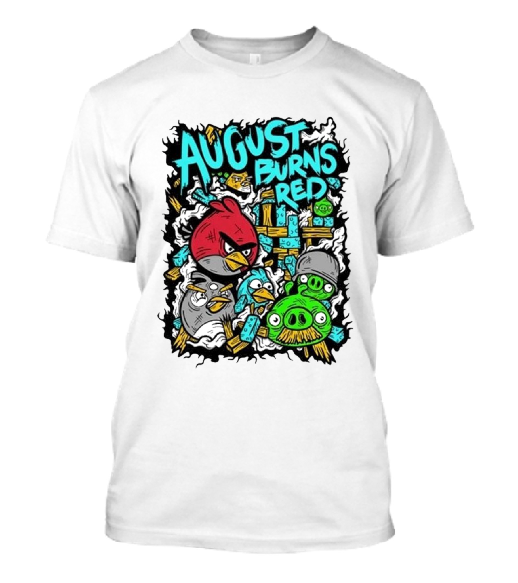August Burns Red Angry Birds Throwback Collage With Pigs And Birds T-Shirt