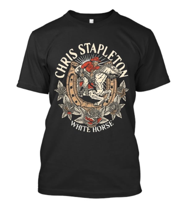 Chris Stapleton White Horse Cowboy Riding With Roses T-Shirt