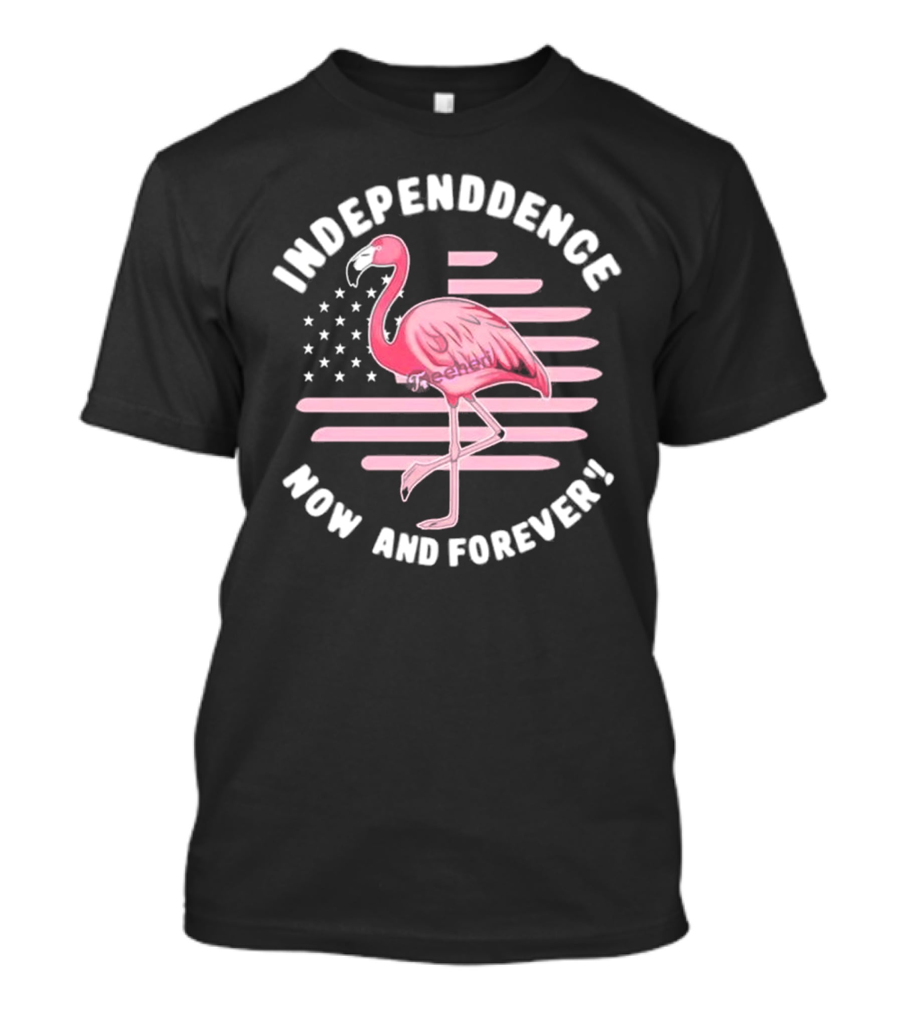 Independence Now And Forever Flamingo America Flag T-Shirt