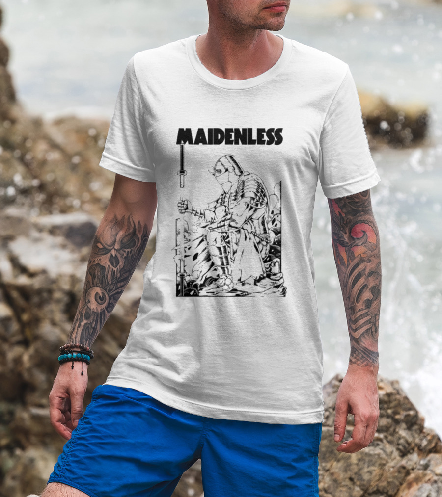 Maidenless Vintage Knight Artwork In Monochrome T-Shirt