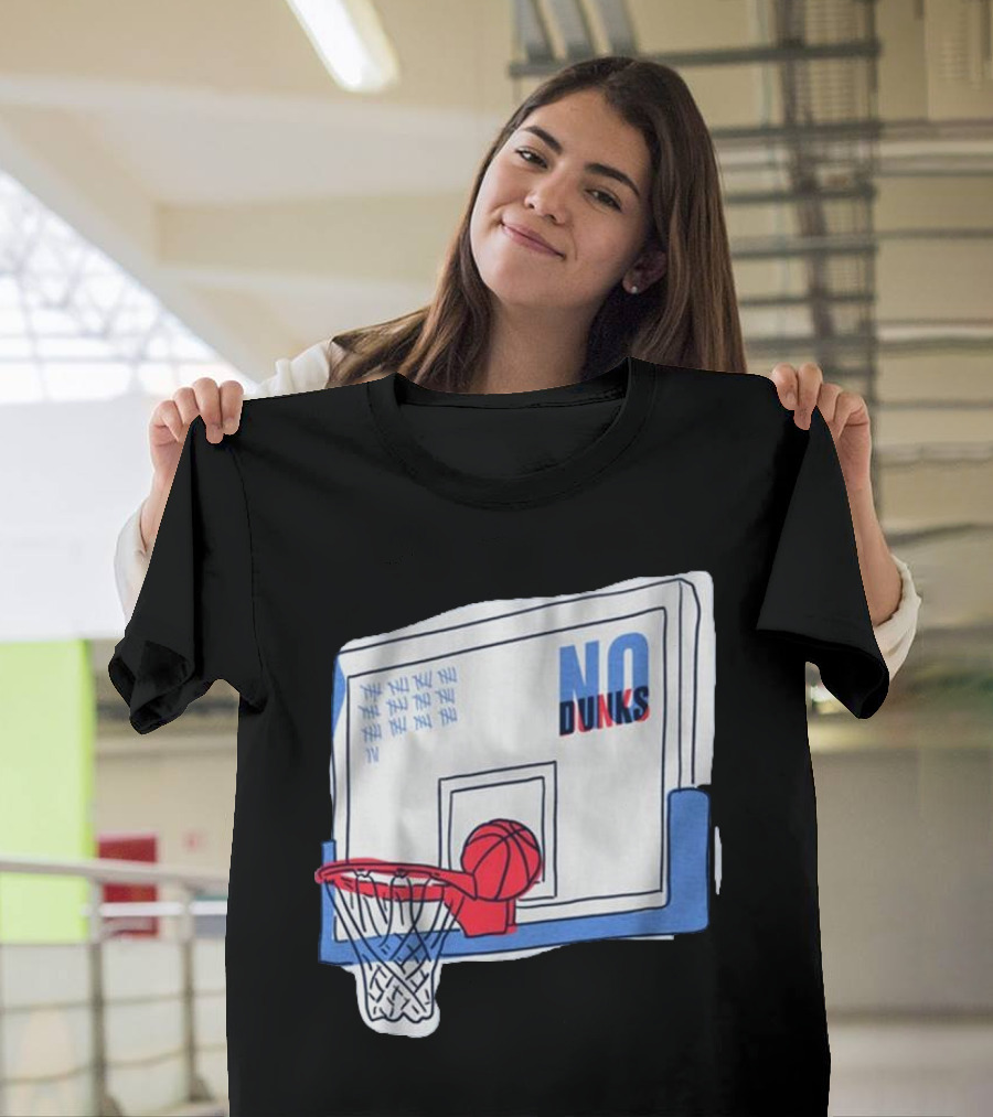 No Dunks Basketball Backboard with Tally Marks and Ball Wedgie T-Shirt