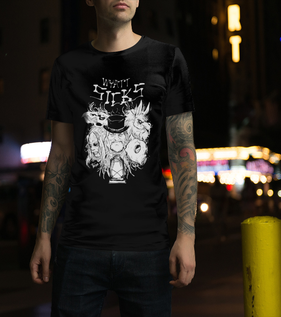 Wyatt Sicks Lantern And Masked Figures T-Shirt