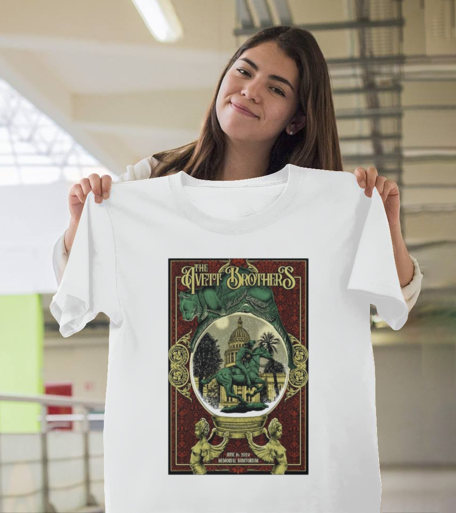 The Avett Brothers June 16 2024 Memorial Auditorium Sacramento Ca Statue Capitol T-Shirt