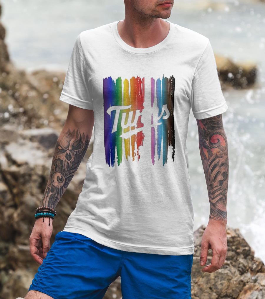 Twins Pride Day Rainbow Brush Strokes T-Shirt