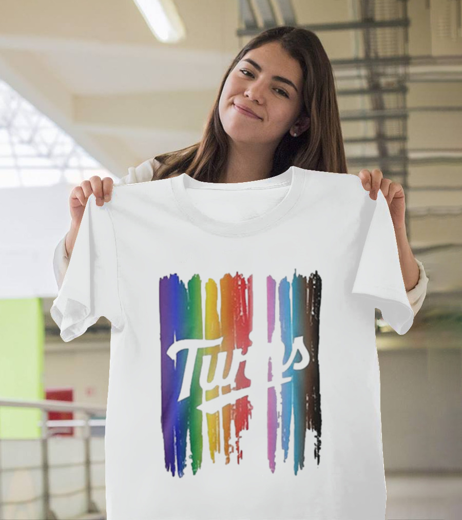 Twins Pride Day Rainbow Brush Strokes T-Shirt