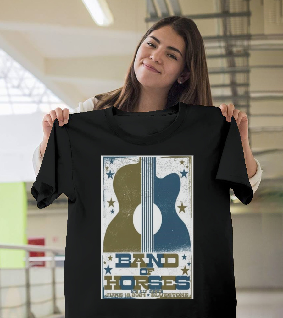 Band Of Horses June 18 2024 The Bluestone Columbus Guitar Stars T-Shirt