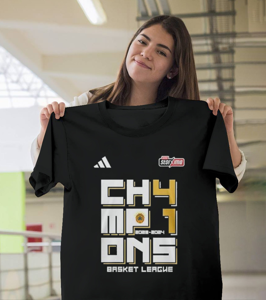 CH4MP10NS 2023-2024 Basket League Panathinaikos BC Stoixima T-Shirt