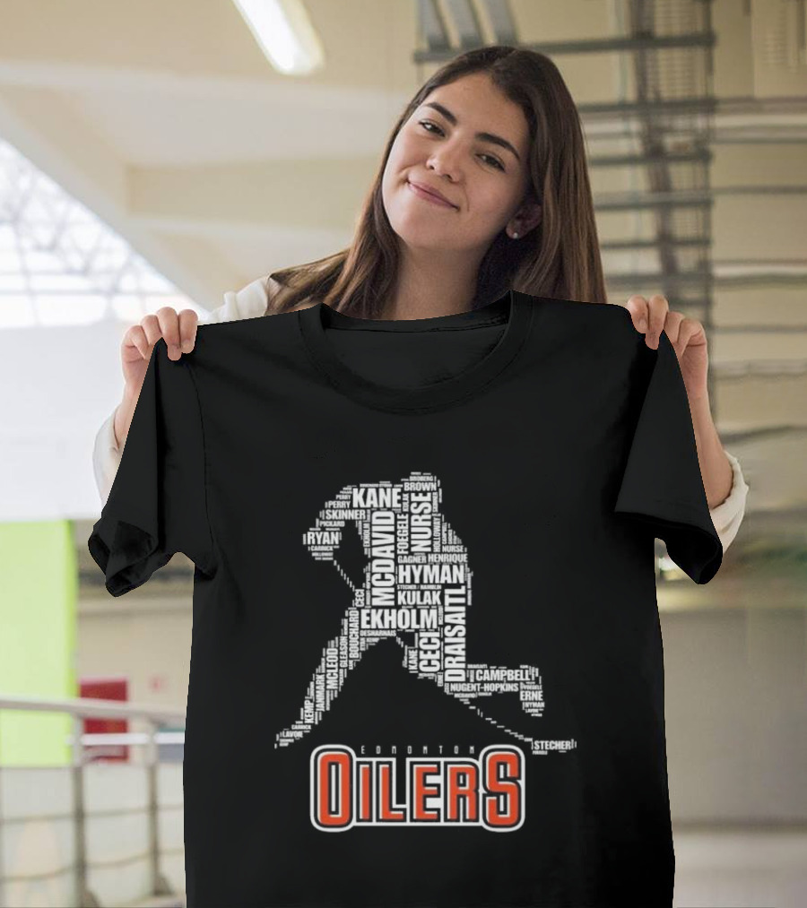 Edmonton Oilers McDavid Draisaitl Kane Hyman 2024 Stanley Cup Skating Challenge T-Shirt