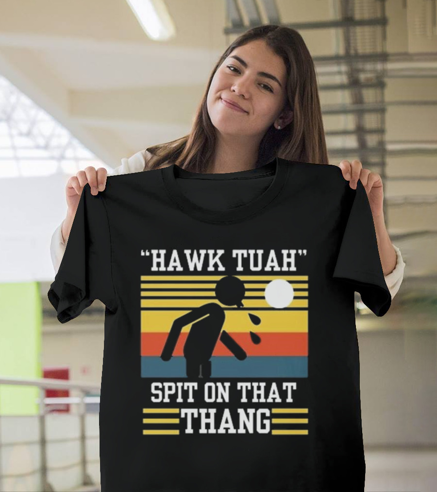 Hawk Tuah Spit On That Thang Vintage Retro Stripes T-Shirt
