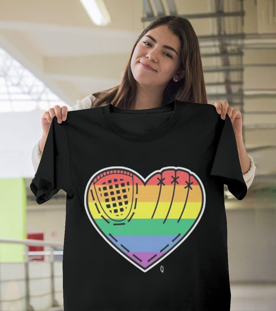 Pride Rainbow Baseball Glove Heart T-Shirt