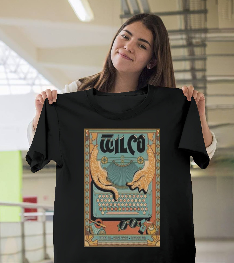Wilco Vintage Typewriter Cats June 20 2024 Wolf Trap Vienna VA T-Shirt