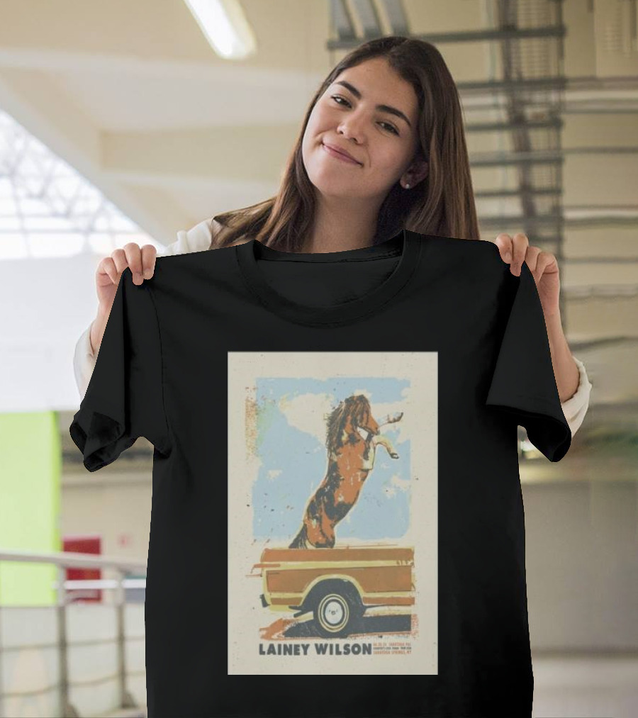 Lainey Wilson Horse in Pickup Truck at Broadview Stage SPAC Saratoga Springs T-Shirt