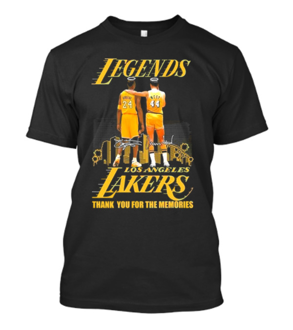 Legends Kobe Bryant Jerry West Los Angeles Lakers Thank You For The Memories Signatures T-Shirt